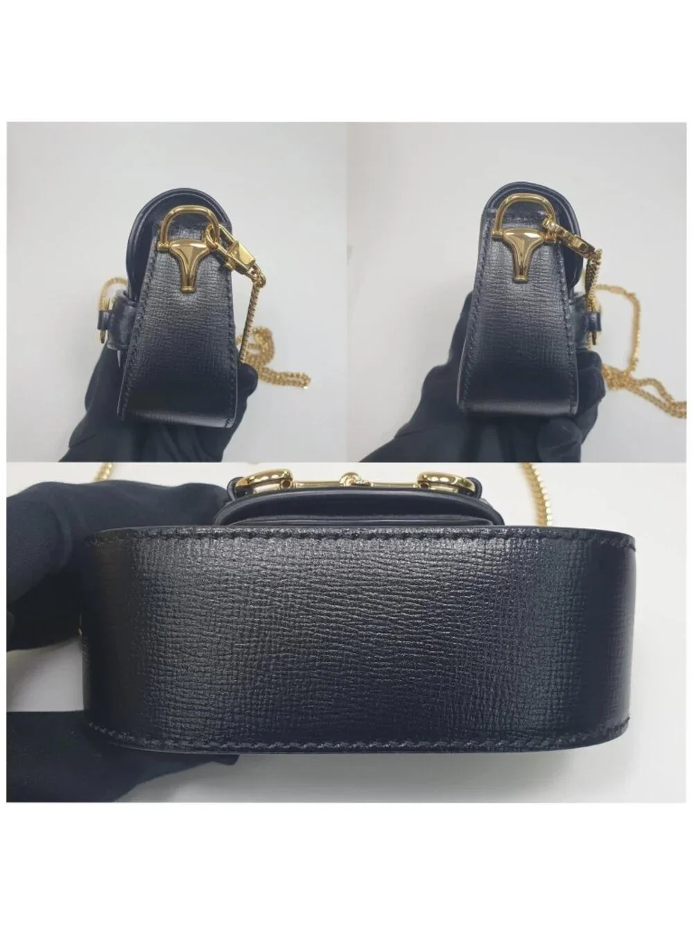 Authentic Gucci Horsebit 1955 Mini Chain Crossbody Black Leather